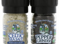 Celtic Sea Salt, Mini Mixed Grinder Set, Light Grey Celtic Salt & Pepper Grinder, 2.9 oz (82 g)