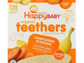 Happy Family Organics, Organic Teethers, вафли для мягкого прорезывания зубов у сидящих малышей, батат и банан, 12 пакетиков по 4 г (0,14 унции)