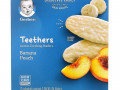 Gerber, прорезыватели, вафли для мягкого прорезывания зубов, для малышей от 7 месяцев, банан и персик, 12 пакетиков по 2 вафли в каждом