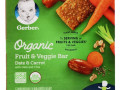 Gerber, батончик из органических фруктов и овощей, для малышей от 12 месяцев, финик и морковь, 5 батончиков в индивидуальной упаковке, 120 г (4,2 унции)