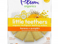 Plum Organics, Little Teethers, органические мультизерновые вафли для прорезывания зубов, банан и тыква, 6 пакетиков, по 15 г (0,52 унции)