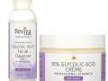 Reviva Labs, Glycolic Duo, крем с 10% гликолевой кислотой и очищающее средство для лица с гликолевой кислотой, 2 шт.