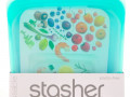 Stasher, Aqua, многоразовый силиконовый контейнер для еды, удобный размер для бутербродов, средний, 450 мл (15 жидк. унций)